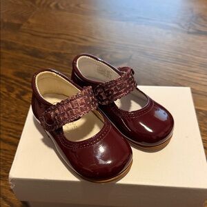 Brand New Chic Burgundy Kids Mary Jane Shoes, Leather